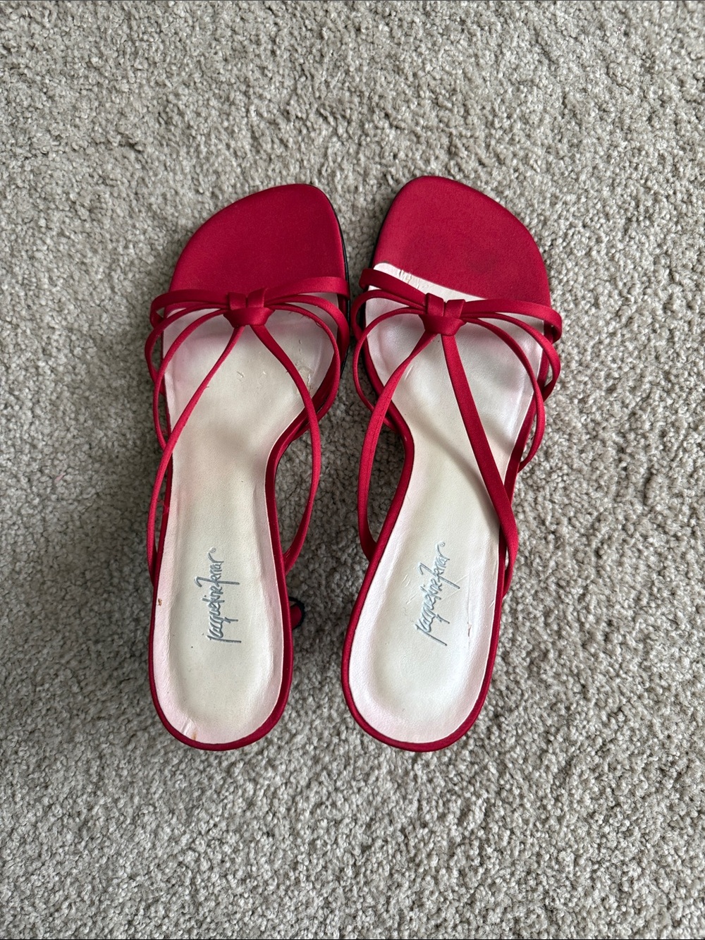 Red Strappy Slide Sandals by